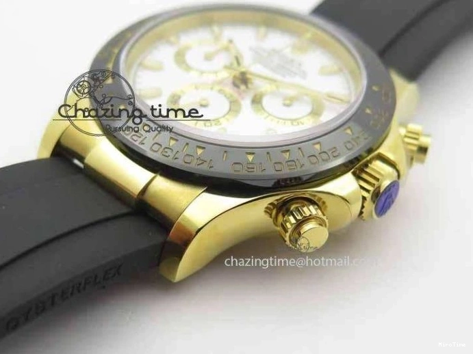 MiroTime 0417 Timeless Daytona YG 116518LN JH Best Edition White Dial On Rubber Strap A4130 (Free XS rubber strap) 3643